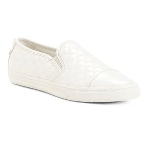 NIB GEOX Respira Patent Quilted Slip On White Rear Accent Zipper Sneakers